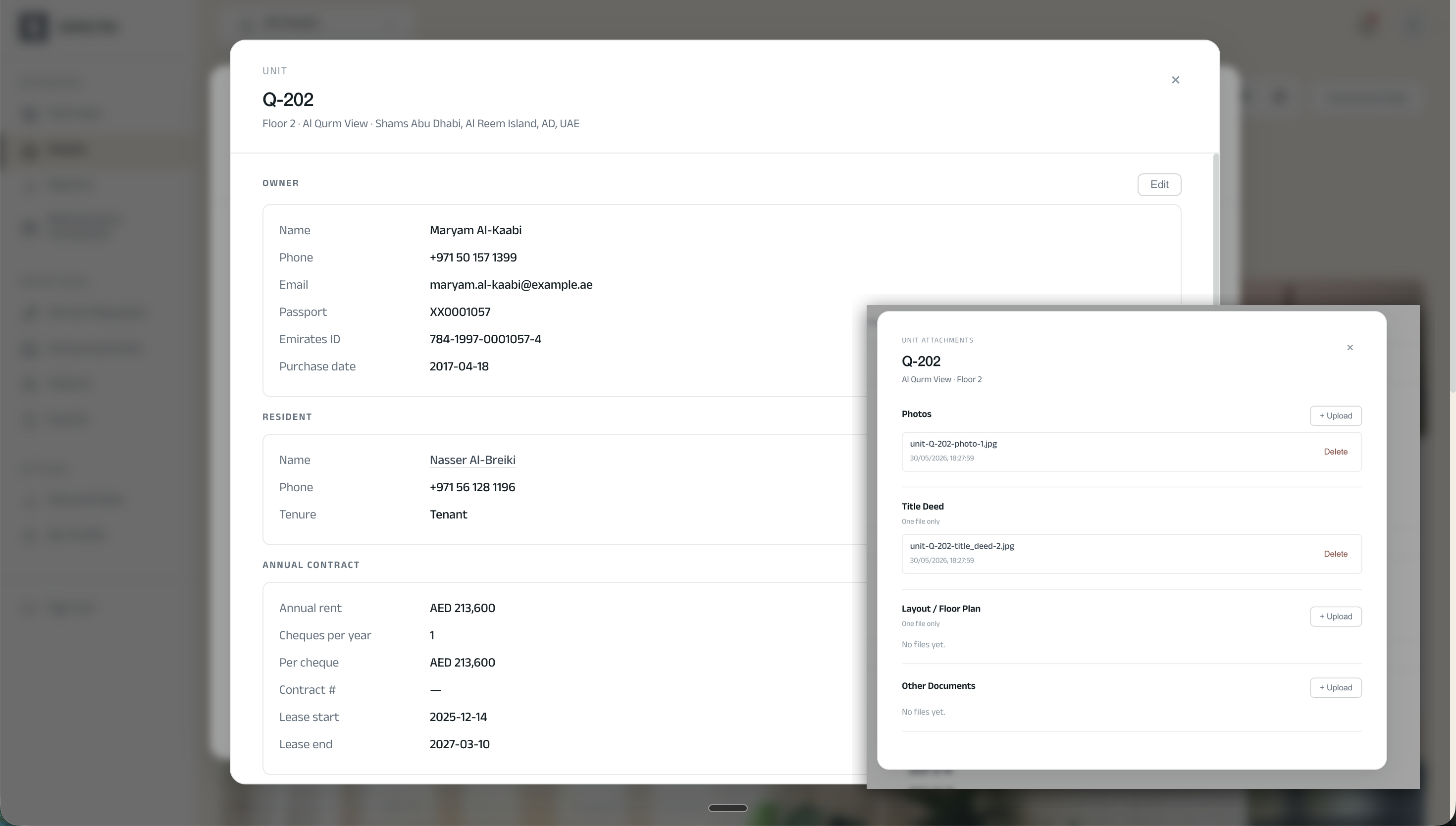 All in one - Unit record with attachments