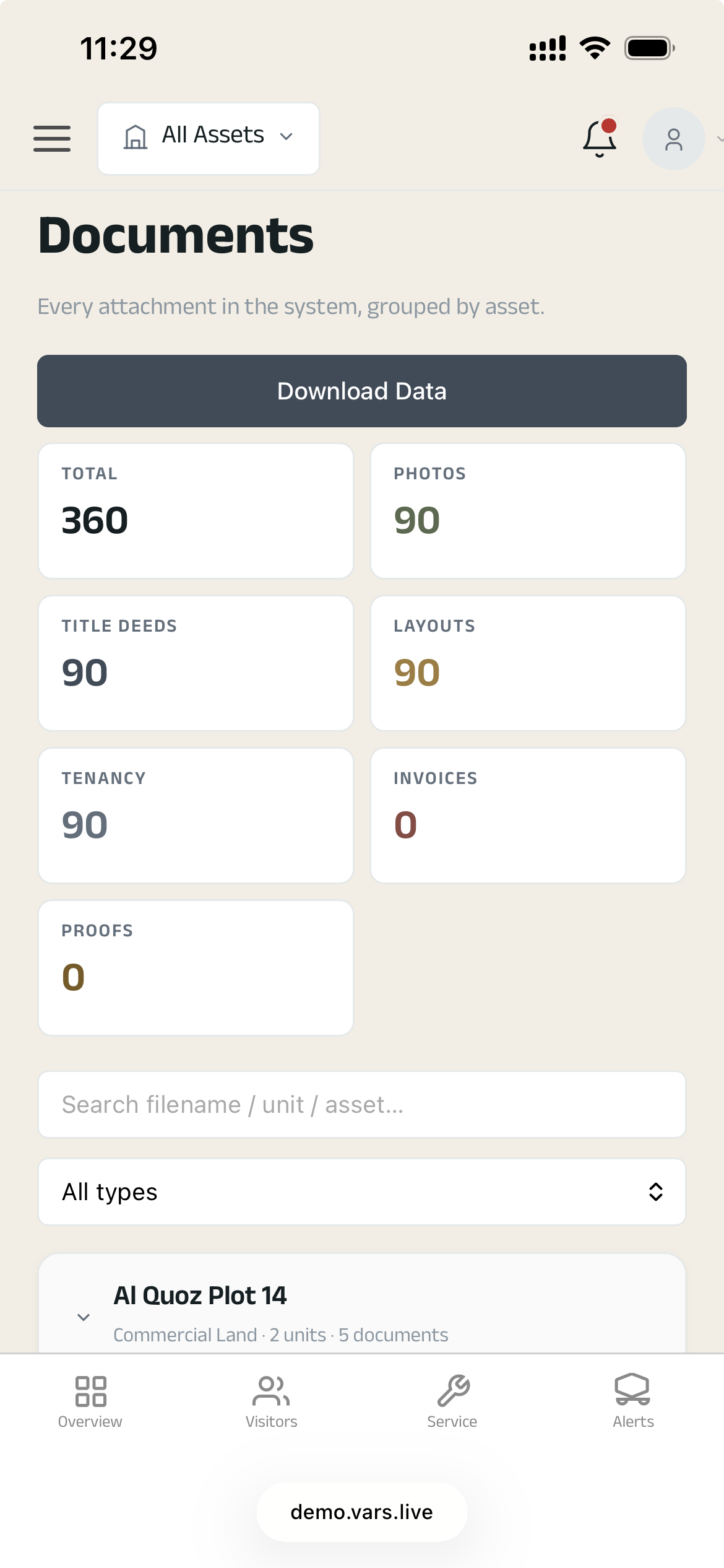Data - Documents overview (phone)