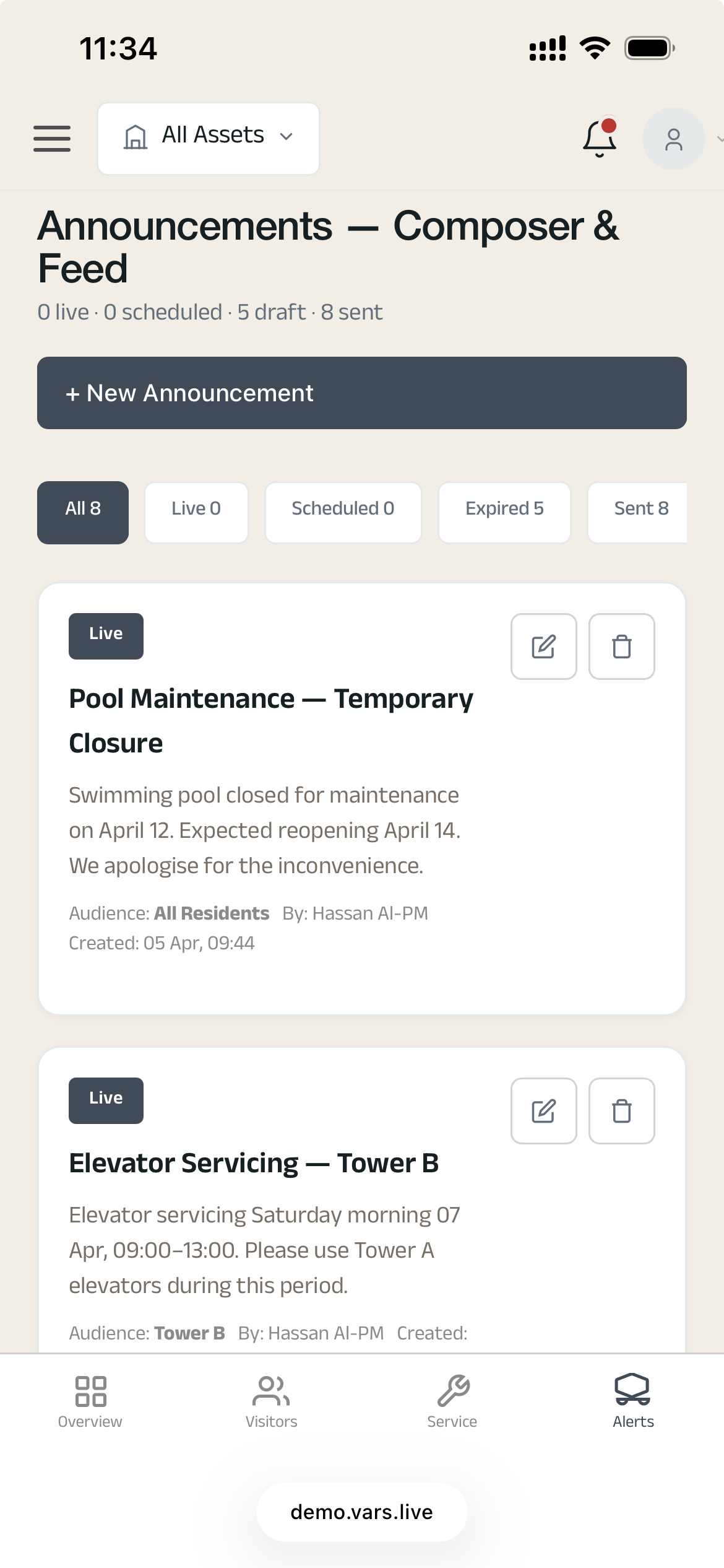 Operations - Announcements (phone)